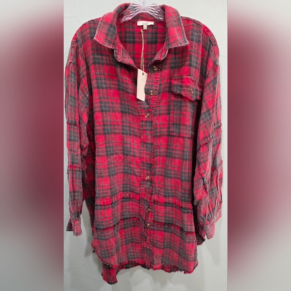 Easel Red and Black Plaid Shirt - Picture 4 of 6